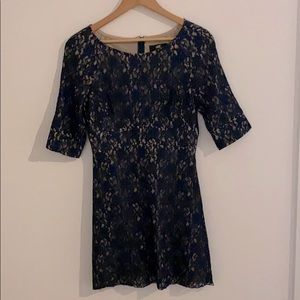 ABS Blue & Tan Lace dress